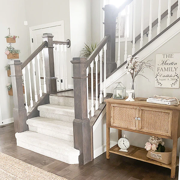 Wood and Rattan Storage Table