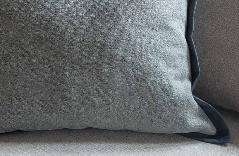 Blue Washed Cotton & Velvet Flange Pillow