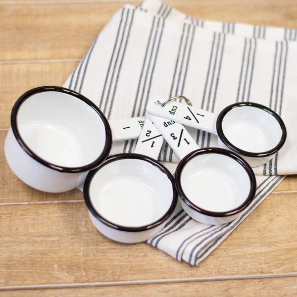 Black Rim Enamel Measuring Cup Set