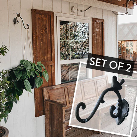 LARGE Cast Iron Bird Hook, Set Of 2