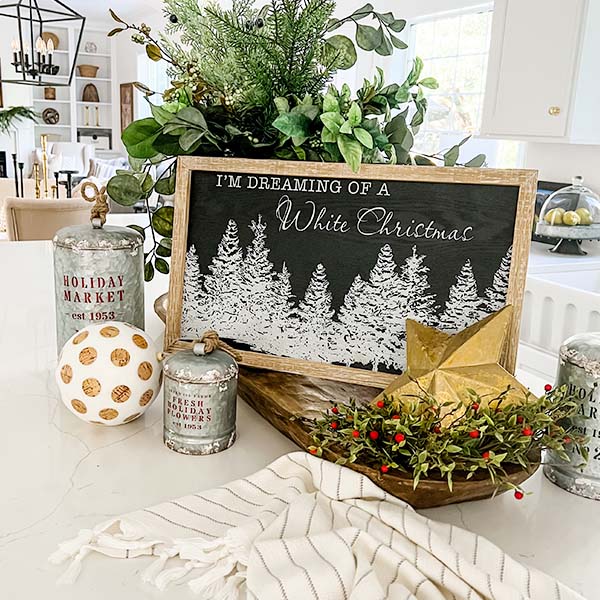 White Christmas Wooden Framed Sign