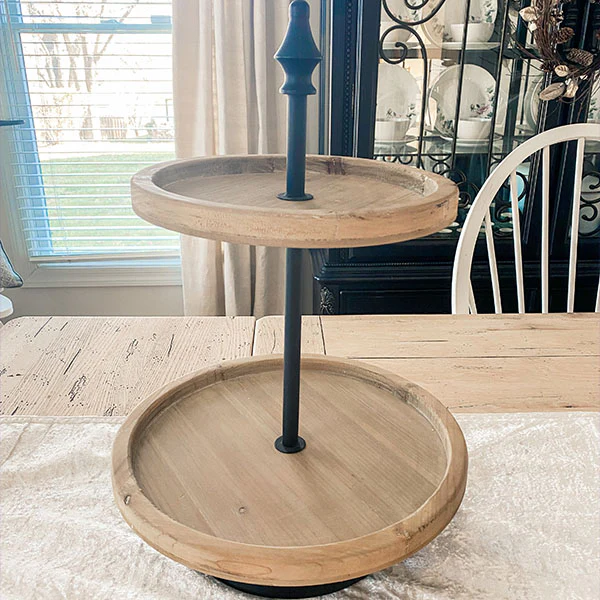 Natural Wood and Metal Display Stand