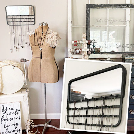 Industrial Mirror Jewelry Organizer