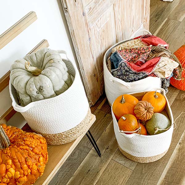 Two-Toned Water Hyacinth Storage Baskets, Set of 3