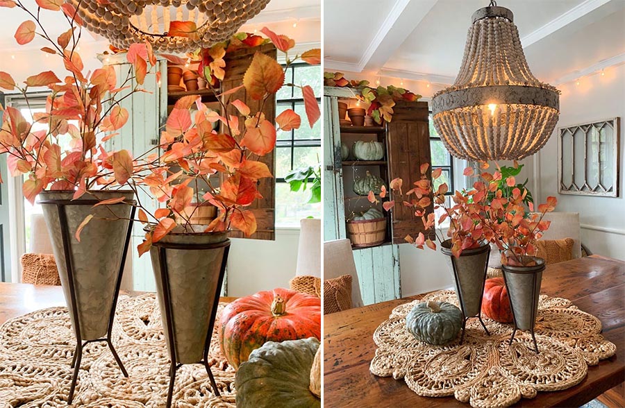 Funneled Galvanized Standing Planters, Set of 2