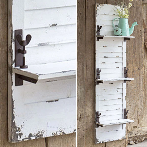 White Distressed Shutter Shelf