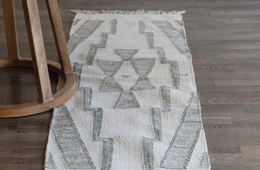 Hand Woven Cotton Floor Runner with Tassel Edge
