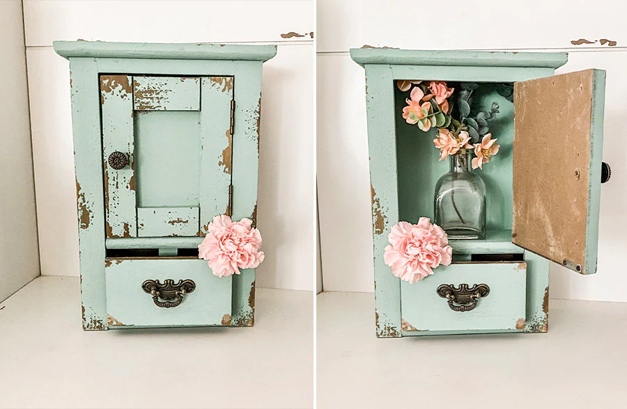 Distressed Sage Green Medicine Cabinet