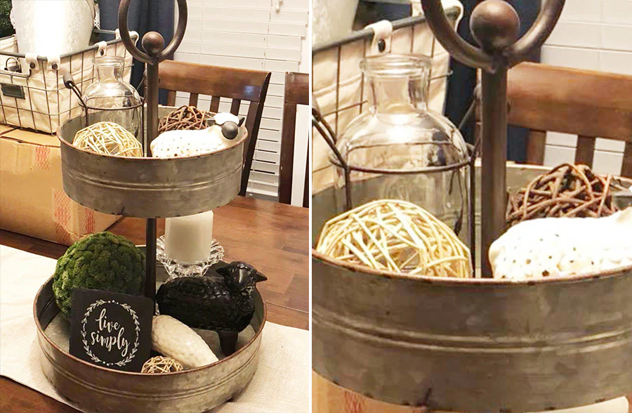 Galvanized Two Tier Serving Tray