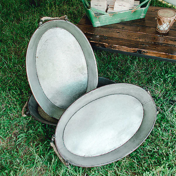 HUGE Galvanized Oval Tray