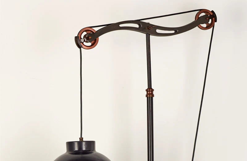 Industrial Pulley Floor Lamp