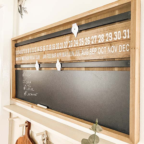 Wooden Framed Chalkboard Perpetual Calendar