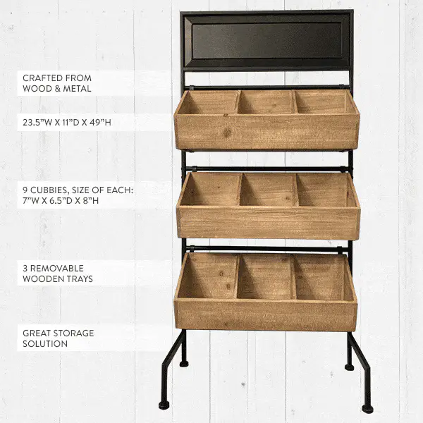 Contemporary Storage Cabinet with Wood Cubbies