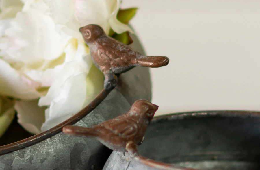 Galvanized Metal Bird Bowls, Set of 2