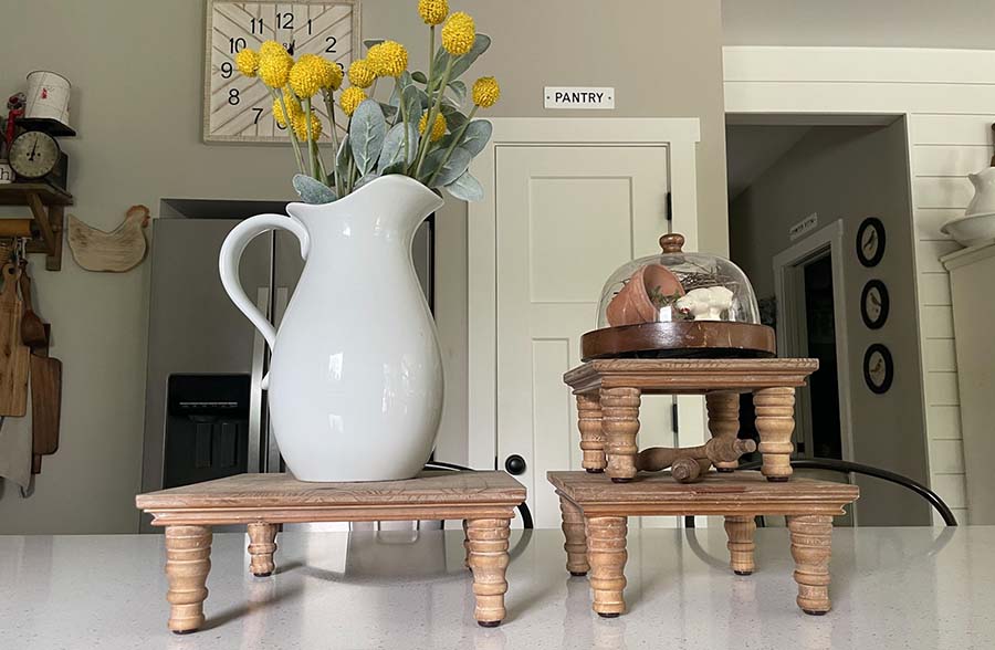 Natural Wood Spindle Risers, Set of 3