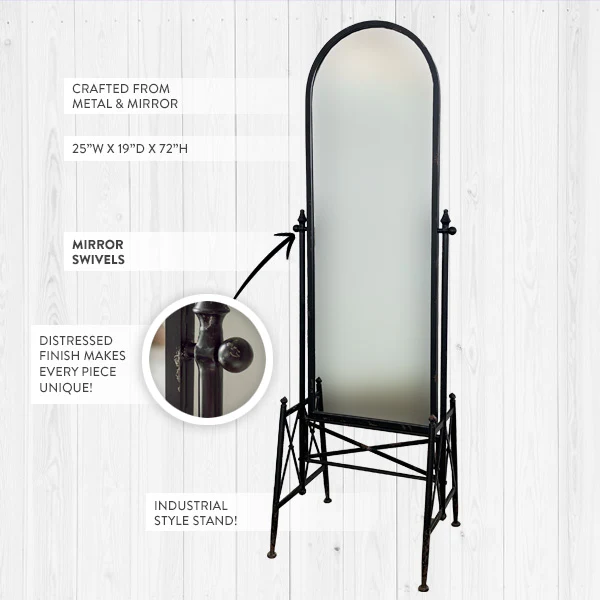 Distressed Metal Wardrobe Mirror | Industrial Farmhouse