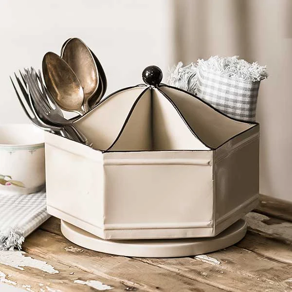 Enamel Spinning Desktop Organizer