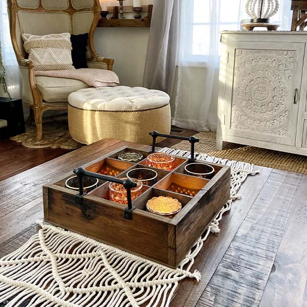 Wooden Caddy With 9 Cubbies