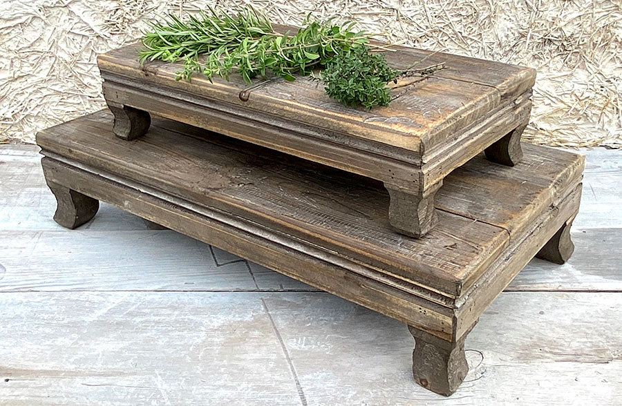 Far East Reclaimed Wood Risers, Set of 2