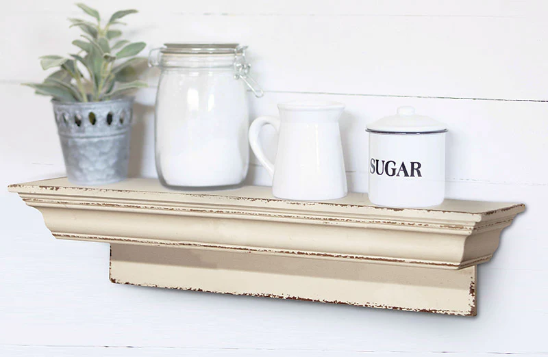 24 in White Distressed Wall Shelf