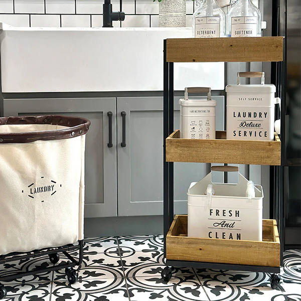 Three Tiered Rolling Farmer's Market Cart