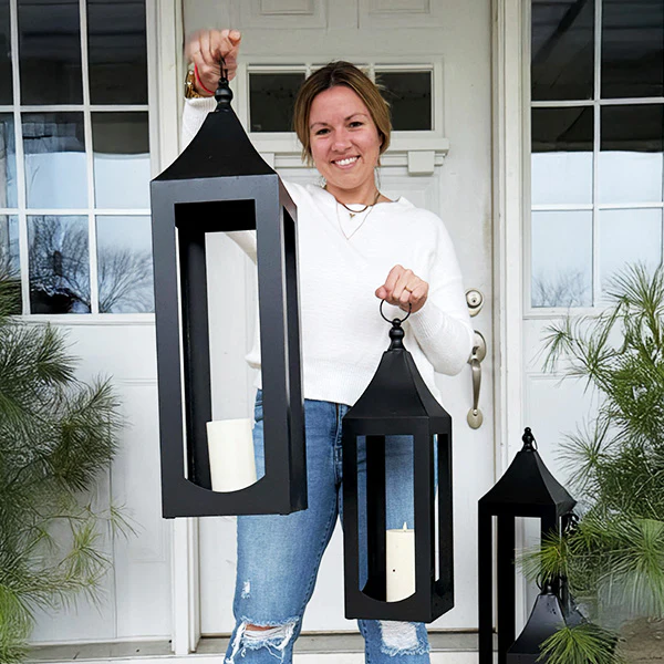 Oversized Handcrafted Metal Outdoor Lanterns, Set of 2