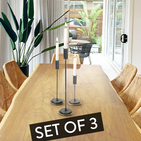 Industrial Taper Candle Holders, Set of 3