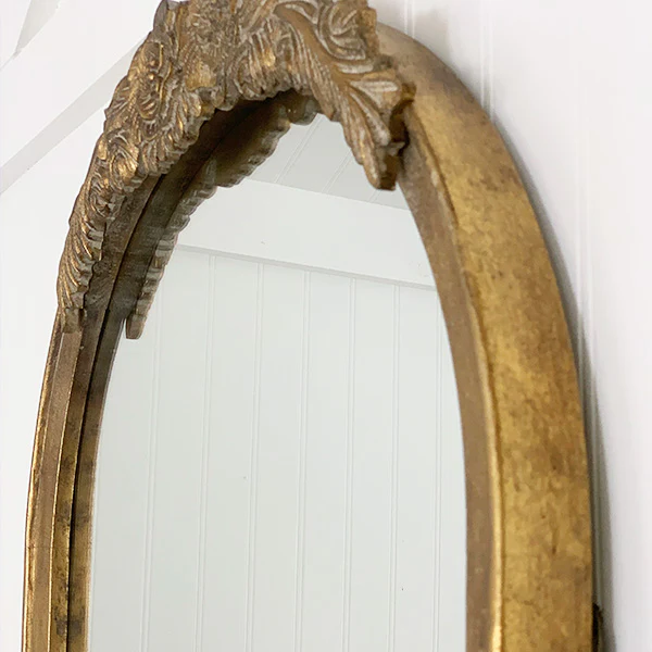 Arched Full Ornate Gleaming Antique Gold Mirror