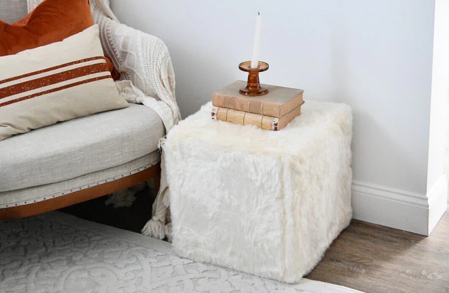 Faux Fur Ottoman
