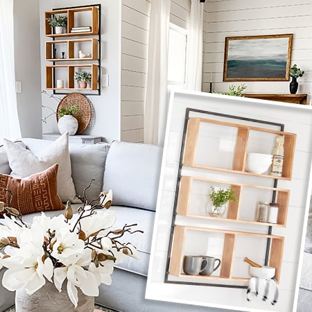 Utilitarian Wooden Framed Open Shelving Unit