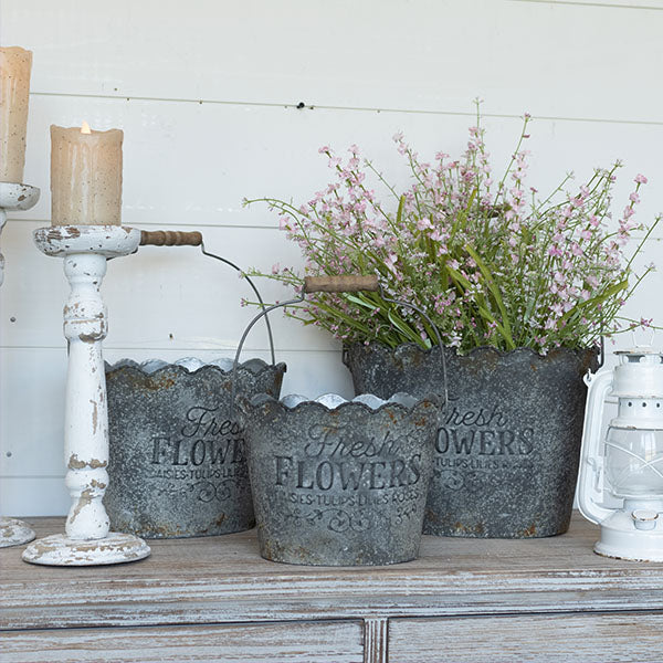 Scalloped Flower Buckets, Set of 3