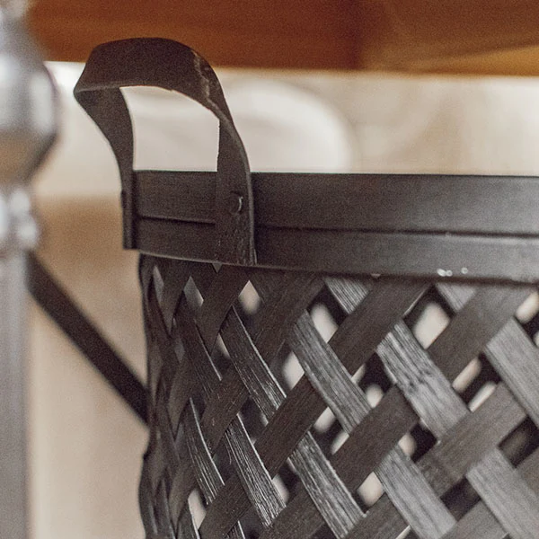 Black Woven Bamboo Baskets, Set of 2