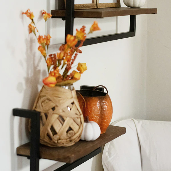 Industrial Geometric Floating Wall Shelves, Set of 3