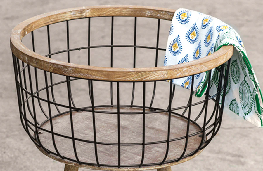 Modern Industrial Standing Storage Basket