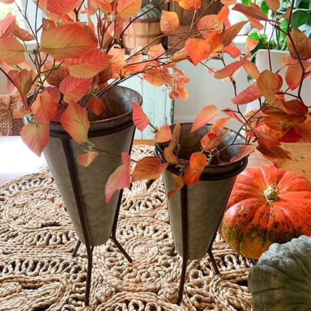 Funneled Galvanized Standing Planters, Set of 2