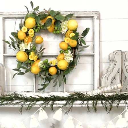 Fresh Citrus and Lush Floral Summer Wreath