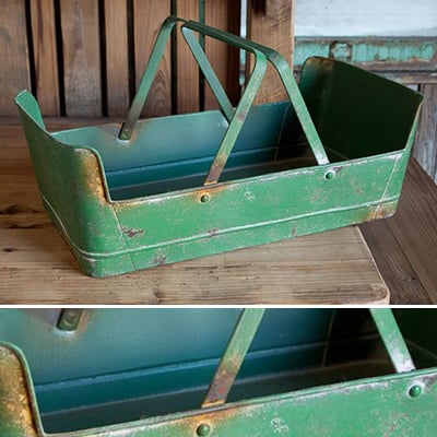 *Large* Green Garden Metal Basket