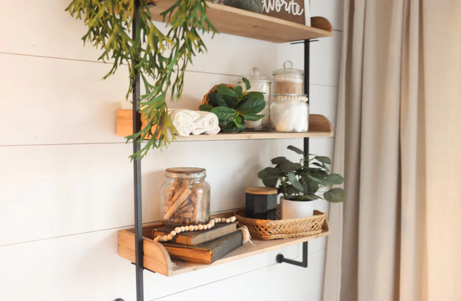 Rustic Wooden Three Tiered Wall Shelf