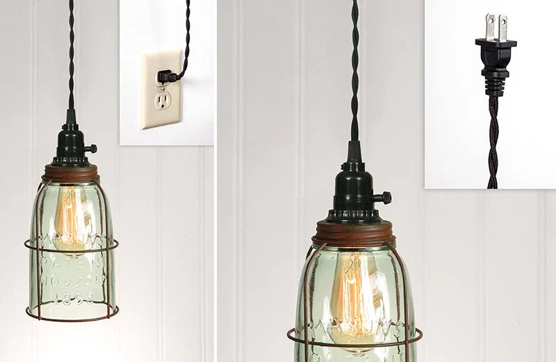 Caged Mason Jar Pendant Lamp