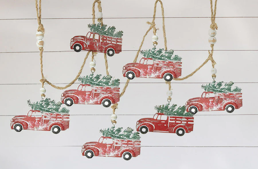 Classic Metal Red Truck Garland