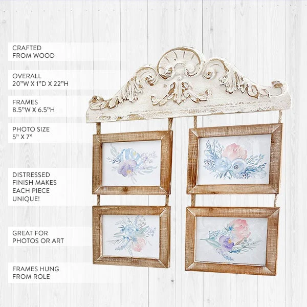 Distressed Wall Corbel With Hanging Frames