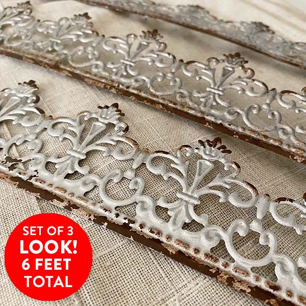 Scalloped Antique Metal Trim, Set of 3