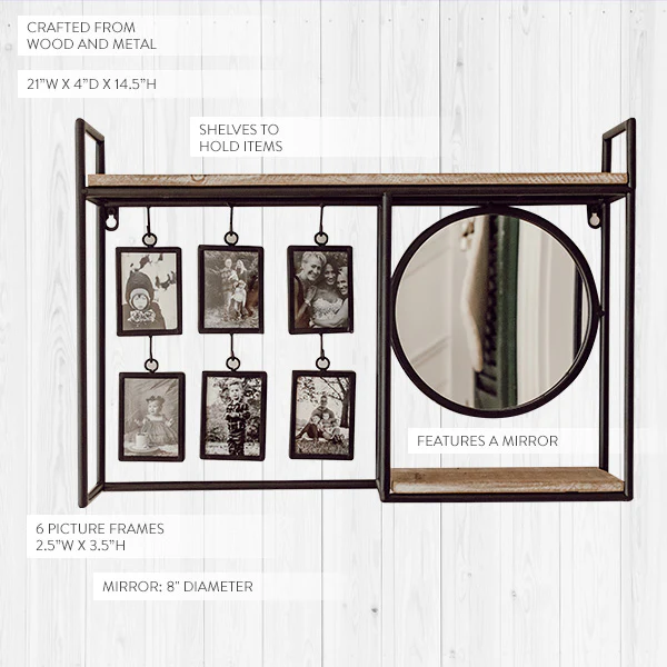 Industrial Mirror and Photo Frame Organizer