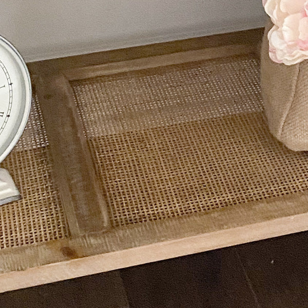 Wood and Rattan Storage Table