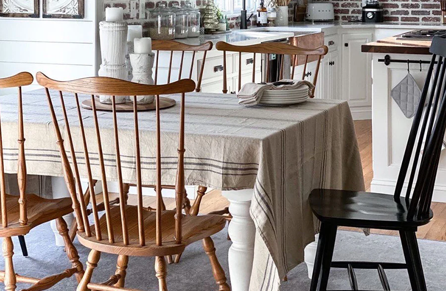 *HUGE* French Stripe Linen Table Cloth