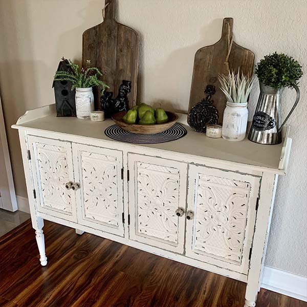 Distressed White Buffet Table