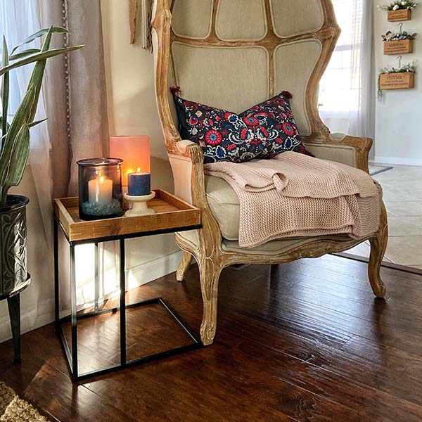 Wooden Top Sofa Side Table