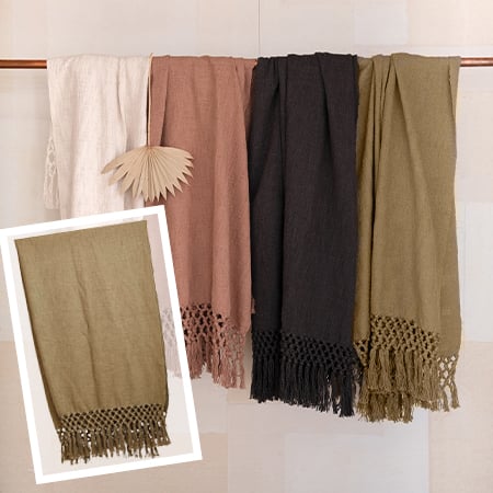Fringe Edge Crochet Throw Blanket