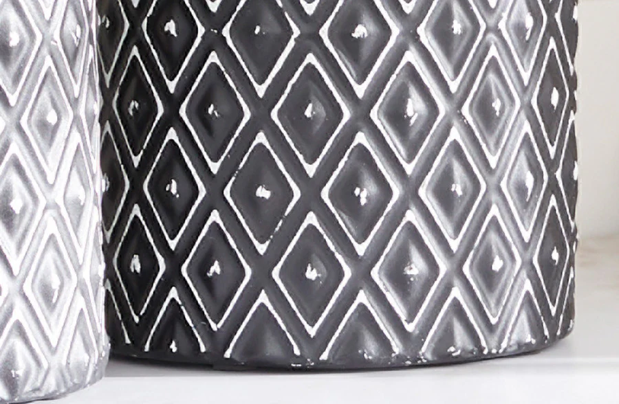 Black and White Textured Canisters, Set of 2