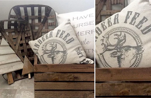Christmas Reindeer Feed Sack Pillow